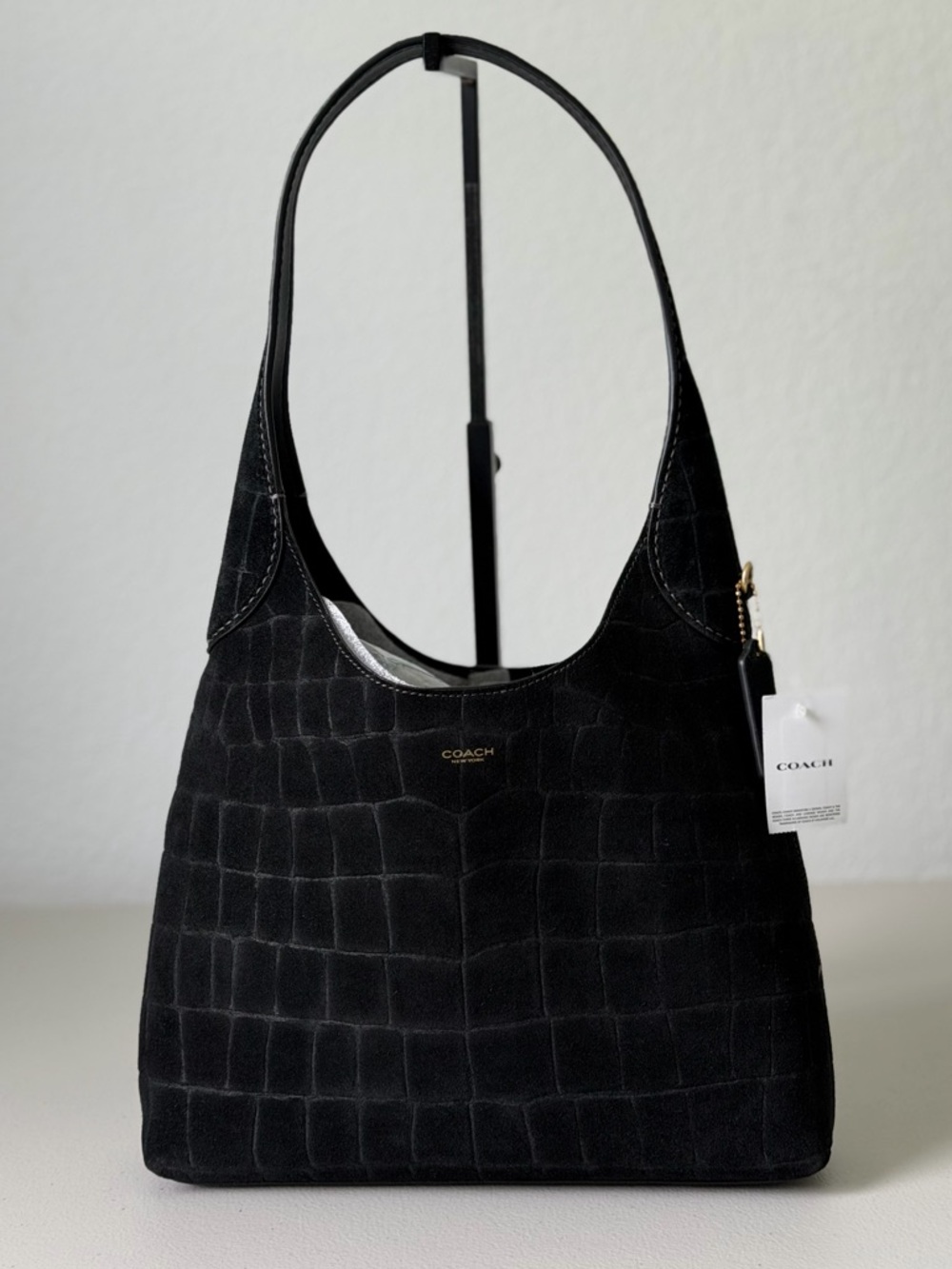 Coach Suede Croc-Embossed Brooklyn 28 Shoulder Bag